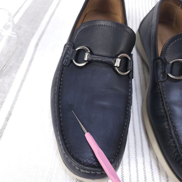 MAGNANNI Shoes Mens 8.5 Navy Blue Leather Bit Marbella Loafers Preppy Docksiders - Picture 11 of 14